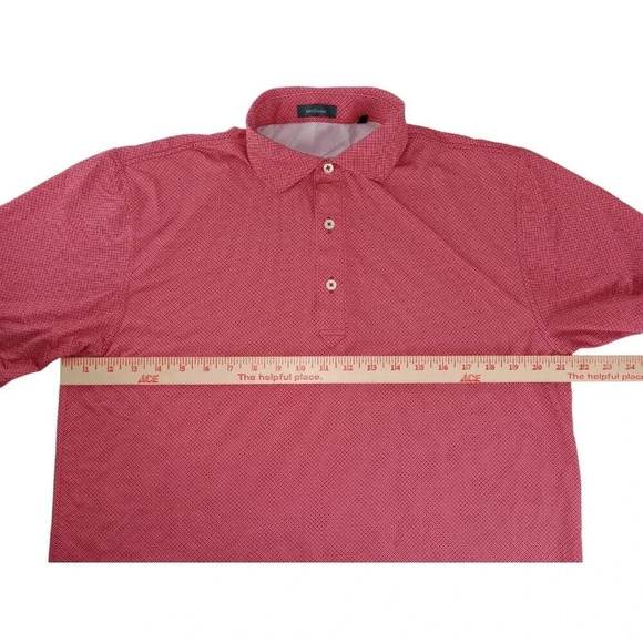 Turtleson Mens Polo Shirt Red Short Sleeve Geometric Stretch High Low Size M - Picture 8 of 11